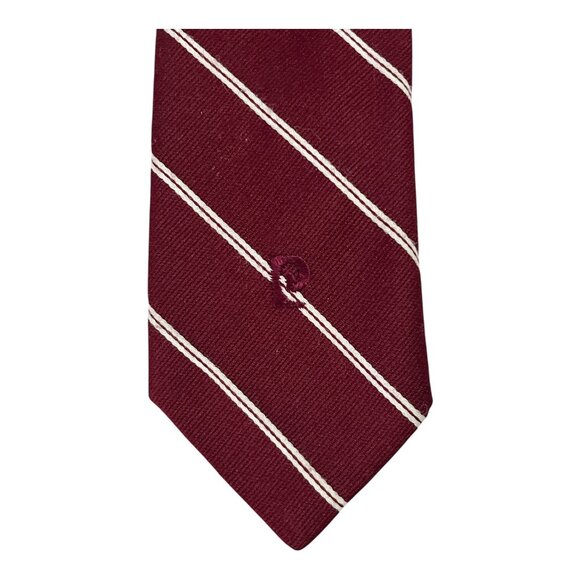 Pierre Cardin 1980s Burgundy Striped Necktie Men’s Vintage Polyester Tie - Picture 2 of 6